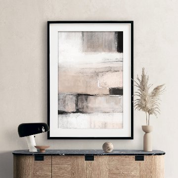 【国内配送・送料無料】ピンク抽象×ベージュブラック・デザイン×キャンバスアート×アートポスター【1~3営業日で出荷】[f843]の画像