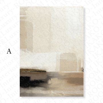 ベージュ×ダークブラウンの筆跡抽象キャンバスアート[f849]の画像