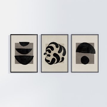 【国内配送・送料無料】ベージュブラウン・ブラック抽象アート×インク×余白×キャンバスアート×アートポスター【1~3営業日で出荷】[f854]の画像