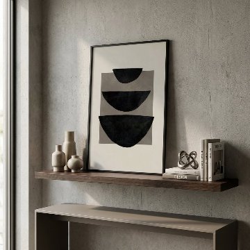 【国内配送・送料無料】ベージュブラウン・ブラック抽象アート×インク×余白×キャンバスアート×アートポスター【1~3営業日で出荷】[f854]の画像