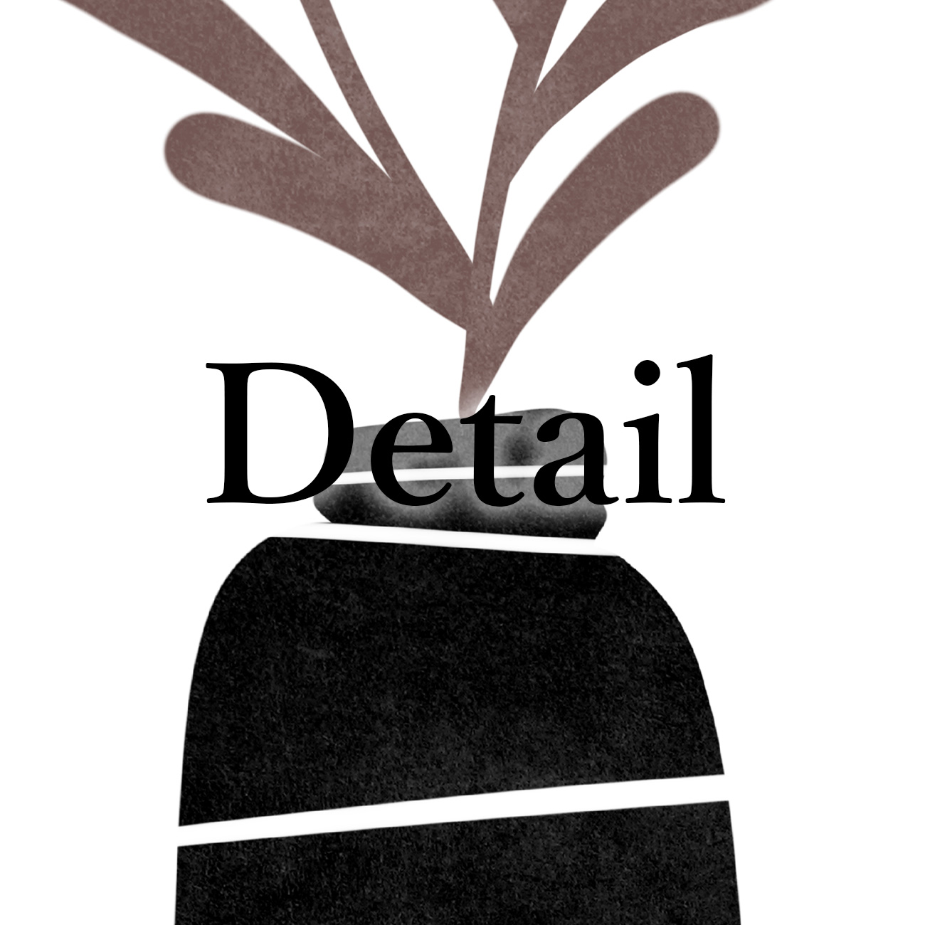 【国内配送・送料無料】花瓶×植物シルエットイラスト×ブラックブラウン×キャンバスアート×アートポスター【1~3営業日で出荷】[f855]の画像