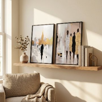 【国内配送・送料無料】抽象画×街並み×イギリスストリートアート×人影×シルエットイラスト×キャンバスアート×アートポスター【1~3営業日で出荷】[f856]の画像