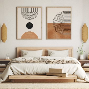 【国内配送・送料無料】ブラウン×抽象図形×キャンバスアート×アートポスター【1~3営業日で出荷】[f857]の画像