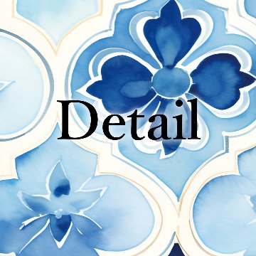ブルーの水彩タイルパターンアート｜キャンバスアート[f858]の画像