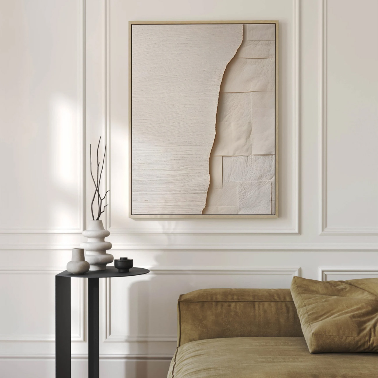 【国内配送・送料無料】ペーパーアート×ホワイトベージュ×キャンバスアート×アートポスター【1~3営業日で出荷】[f861]の画像