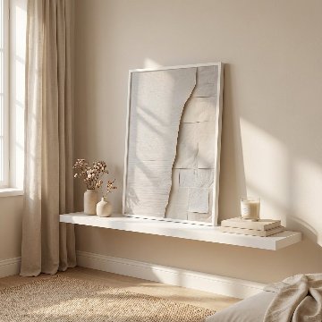 【国内配送・送料無料】ペーパーアート×ホワイトベージュ×キャンバスアート×アートポスター【1~3営業日で出荷】[f861]の画像