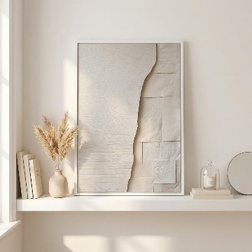 【国内配送・送料無料】ペーパーアート×ホワイトベージュ×キャンバスアート×アートポスター【1~3営業日で出荷】[f861]の画像