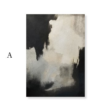 ブラック×グレーのアトモスフェリック抽象キャンバスアート[f864]の画像