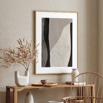 【国内配送・送料無料】ブラック＆グレー×抽象デザイン×ホテルライク×キャンバスアート×アートポスター【1~3営業日で出荷】[f866]の画像