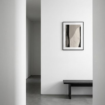 ブラック×グレーのオーガニックカラー抽象キャンバスアート[f866]の画像