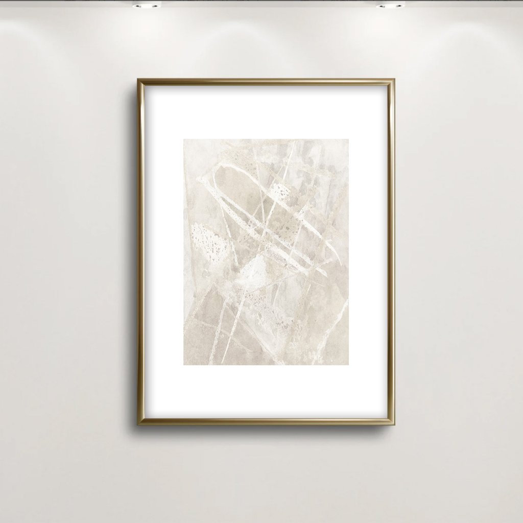 【国内配送・送料無料】ベージュホワイトライン×抽象画×キャンバスアート×アートポスター【1~3営業日で出荷】[f868]の画像