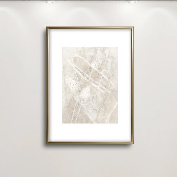 【国内配送・送料無料】ベージュホワイトライン×抽象画×キャンバスアート×アートポスター【1~3営業日で出荷】[f868]の画像