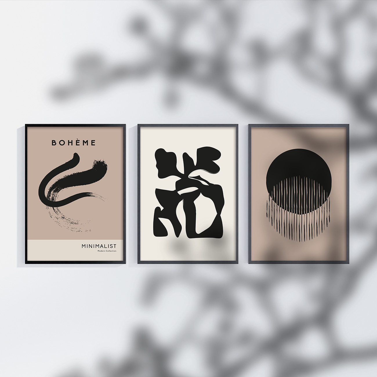 ［BOTANIQUE：B］ベージュの花と人物ライン抽象キャンバスアート[f870]の画像