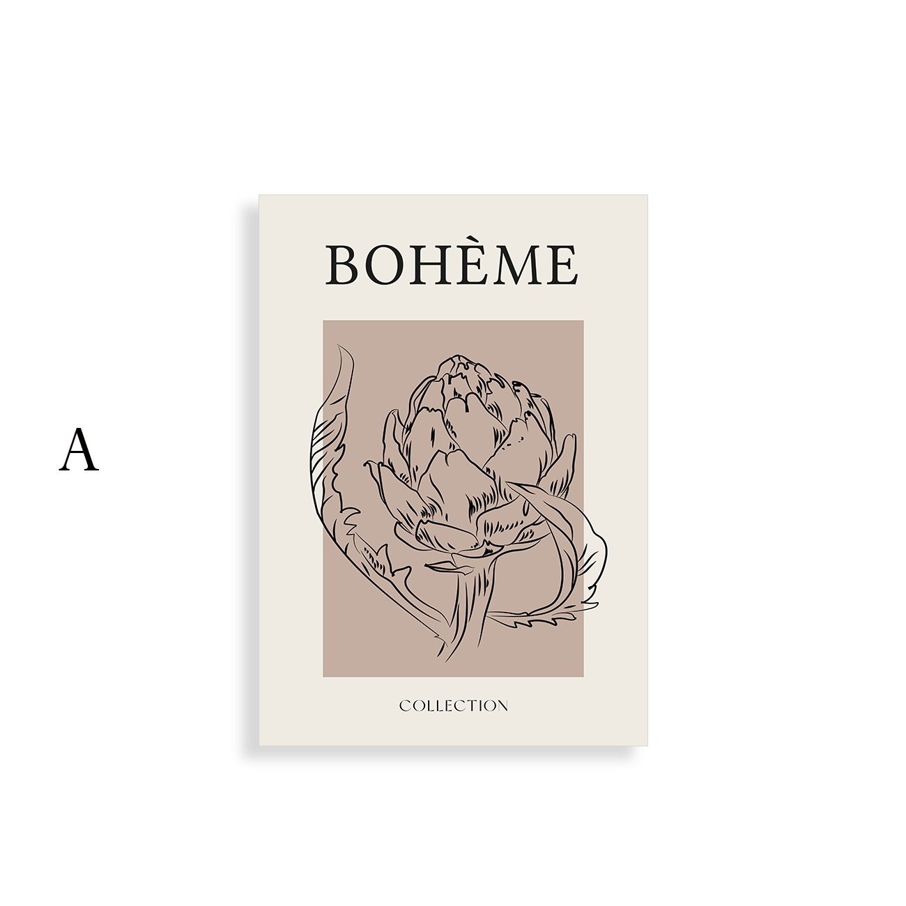 ［BOTANIQUE：B］ベージュの花と人物ライン抽象キャンバスアート[f870]の画像
