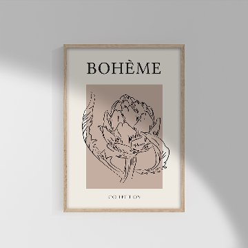 ［BOTANIQUE：B］ベージュの花と人物ライン抽象キャンバスアート[f870]の画像