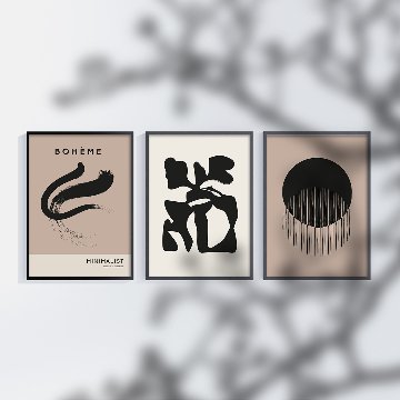 ［BOTANIQUE：B］ベージュの花と人物ライン抽象キャンバスアート[f870]の画像