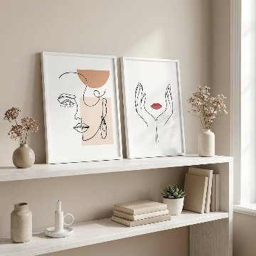 国内配送・送料無料】抽象イラスト×モノトーン×花×マティス×現代アート