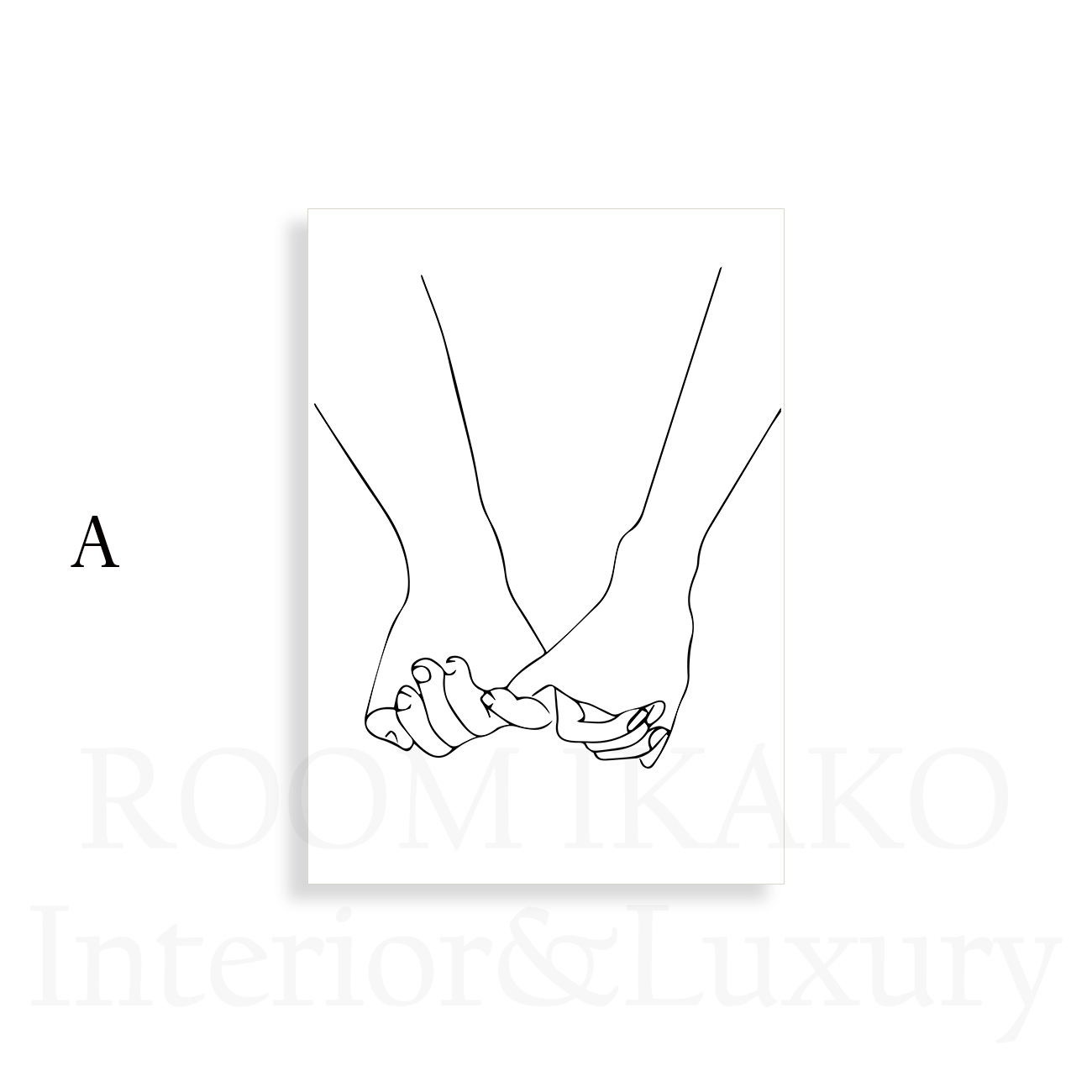 【国内配送・送料無料】ラインアート×手×ハンド×つながり×モノトーン×キャンバスアート×アートポスター【1~3営業日で出荷】[f550]の画像