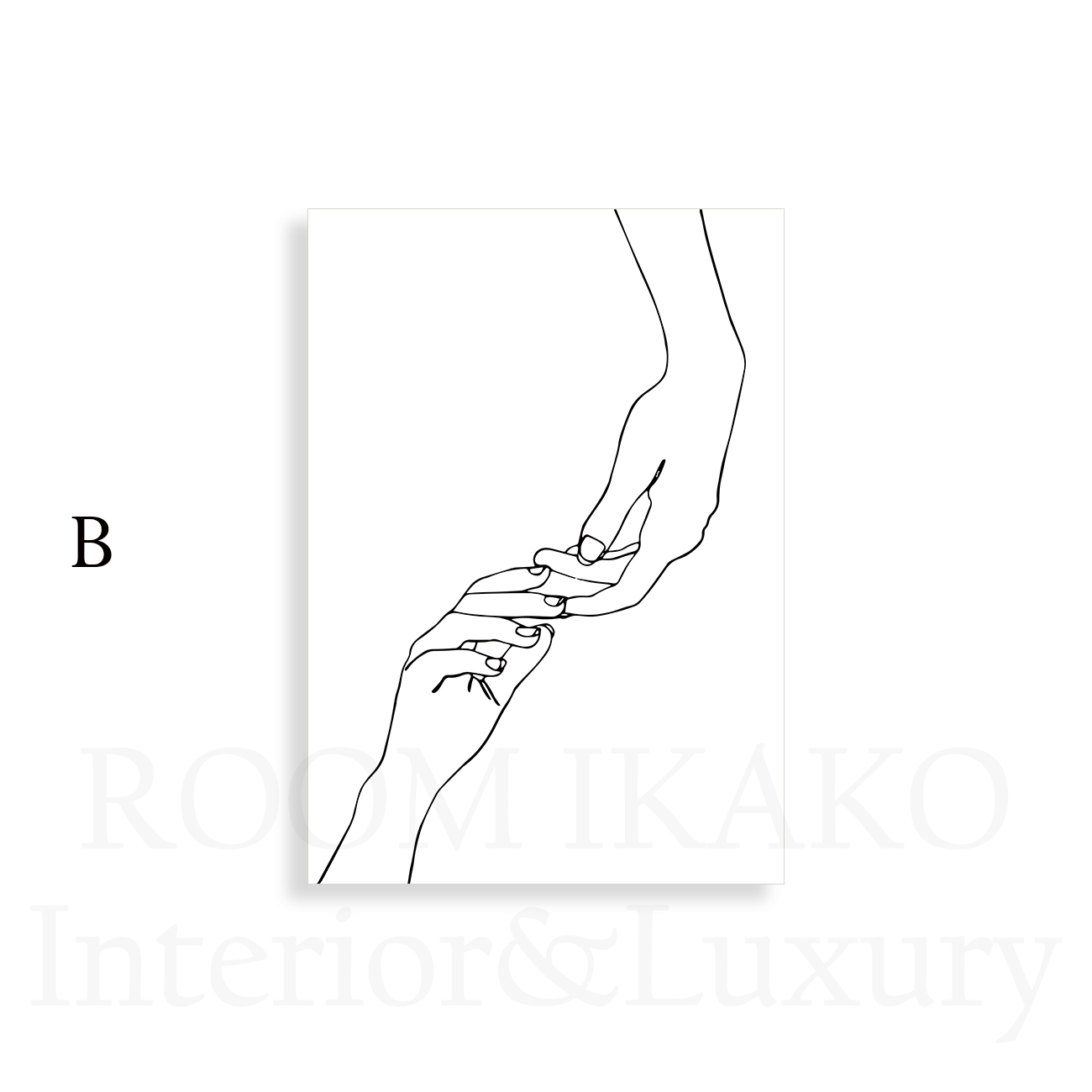 【国内配送・送料無料】ラインアート×手×ハンド×つながり×モノトーン×キャンバスアート×アートポスター【1~3営業日で出荷】[f550]の画像