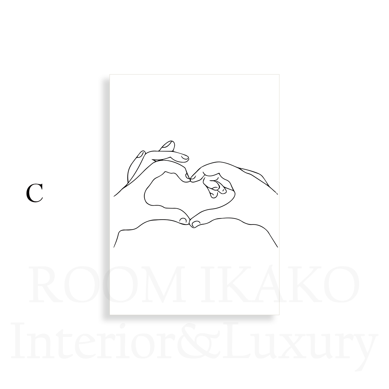 【国内配送・送料無料】ラインアート×手×ハンド×つながり×モノトーン×キャンバスアート×アートポスター【1~3営業日で出荷】[f550]の画像