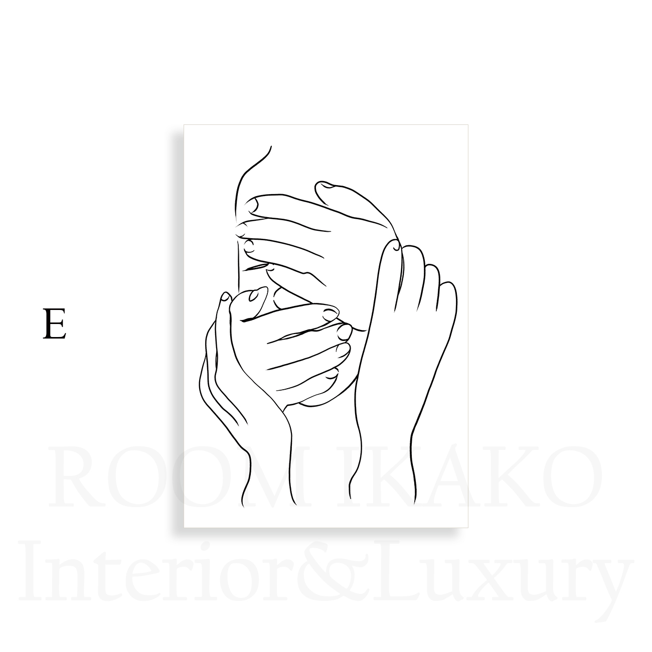 【国内配送・送料無料】ラインアート×手×ハンド×つながり×モノトーン×キャンバスアート×アートポスター【1~3営業日で出荷】[f550]の画像