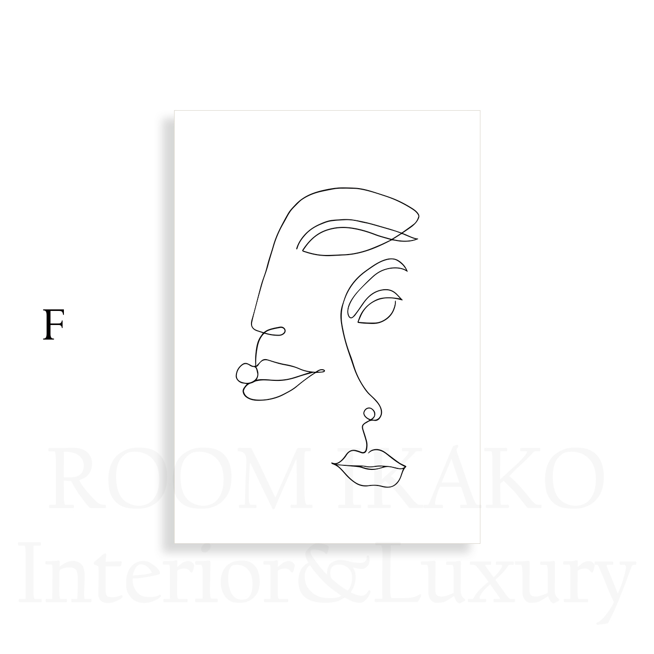 【国内配送・送料無料】フェイスラインアート×表情×顔×モノトーン抽象デザイン×キャンバスアート×アートポスター【1~3営業日で出荷】[f651]の画像