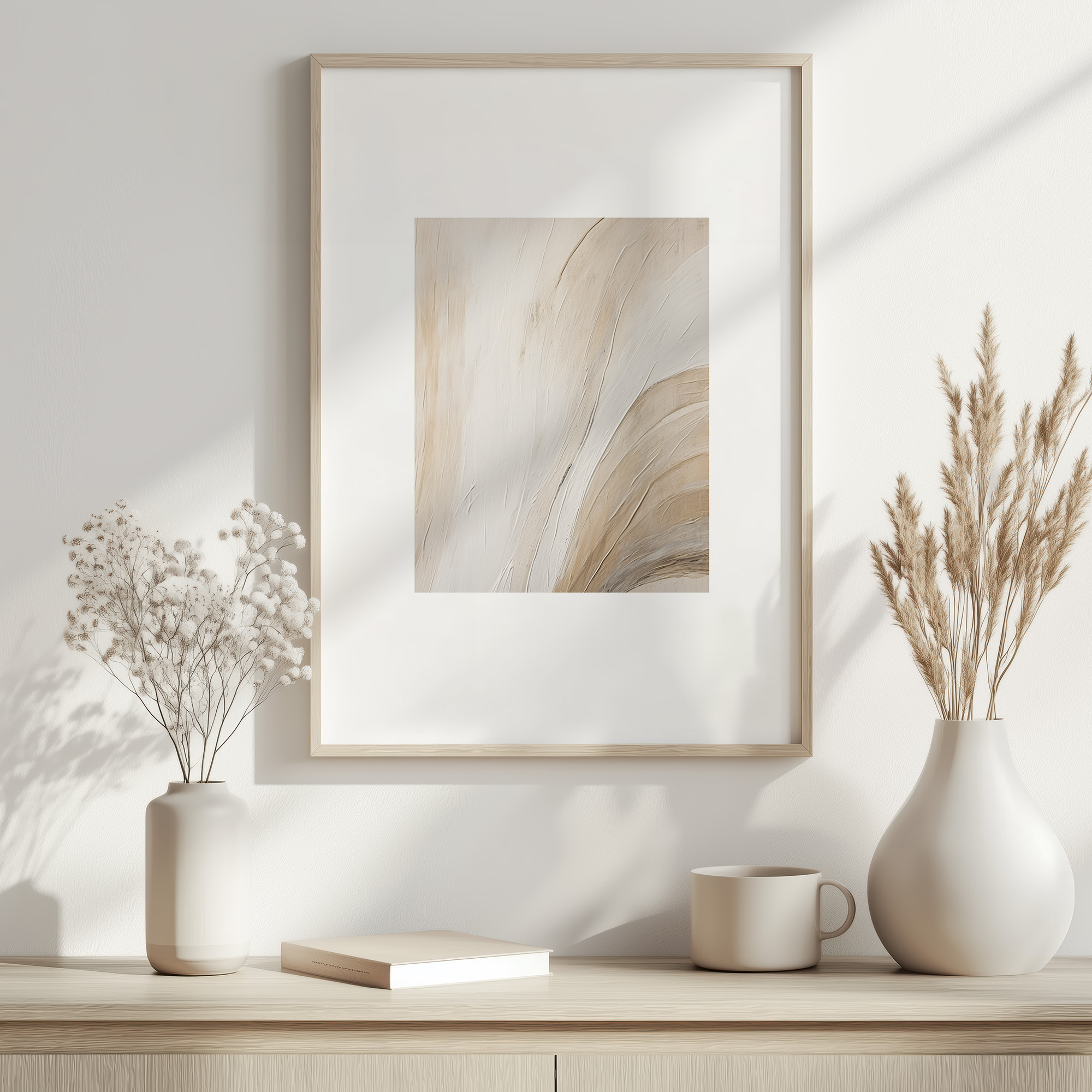 【国内配送・送料無料】オーガニックブラウン・ベージュ抽象デザイン×キャンバスアート×アートポスター【1~3営業日で出荷】[f877]の画像