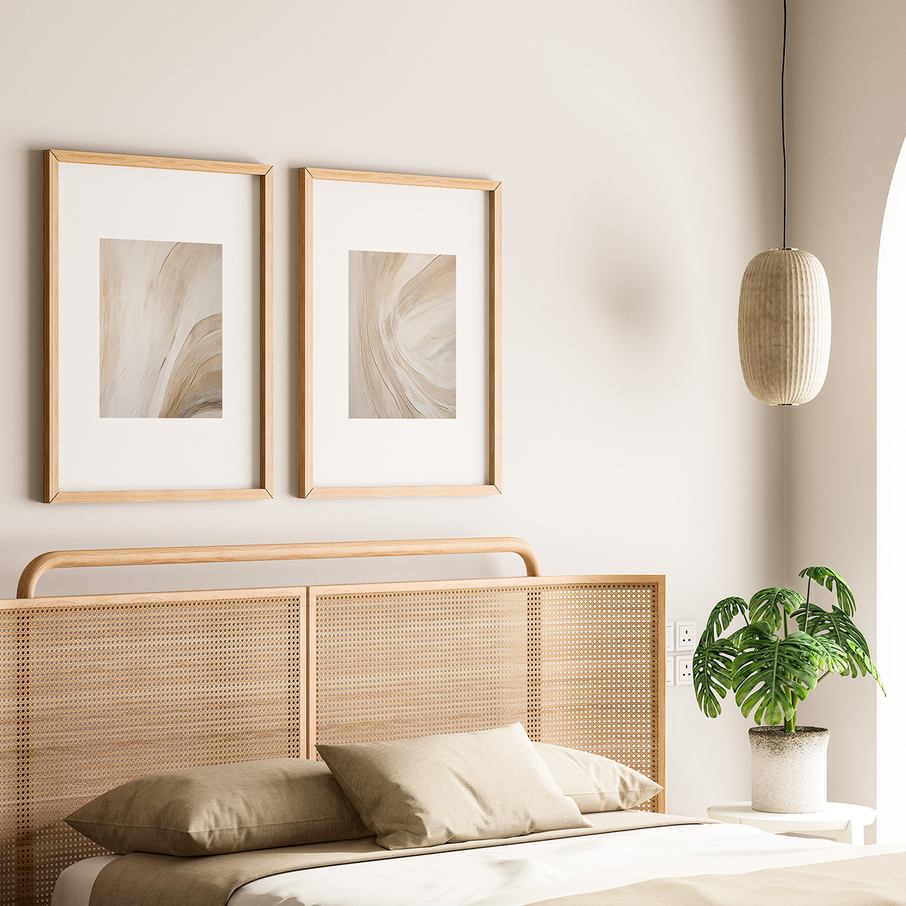 【国内配送・送料無料】オーガニックブラウン・ベージュ抽象デザイン×キャンバスアート×アートポスター【1~3営業日で出荷】[f877]の画像