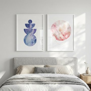 【国内配送・送料無料】AXIS & ORBIT×抽象×ピンク×ブルーSeleneaキャンバスアート×アートポスター【1~3営業日で出荷】[f878]の画像