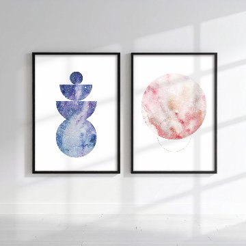 【国内配送・送料無料】AXIS & ORBIT×抽象×ピンク×ブルーSeleneaキャンバスアート×アートポスター【1~3営業日で出荷】[f878]の画像
