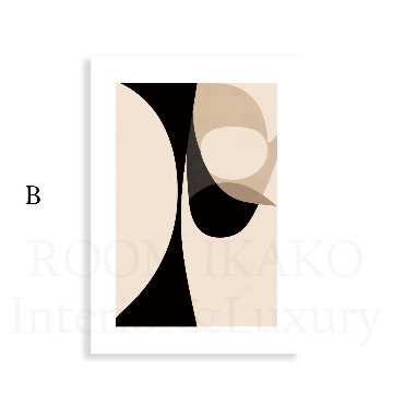 【国内配送・送料無料】『Intersection』ベージュ×ブラック抽象デザイン×キャンバスアート×アートポスター【1~3営業日で出荷】[f883]の画像