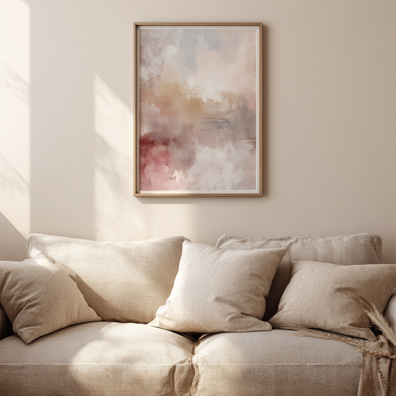 【国内配送・送料無料】［Lueur｜リュール］ピンクベージュ×抽象デザイン×マーブル×キャンバスアート×アートポスター［Altinage｜アルティナージュ］【1~3営業日で出荷】[f884]の画像