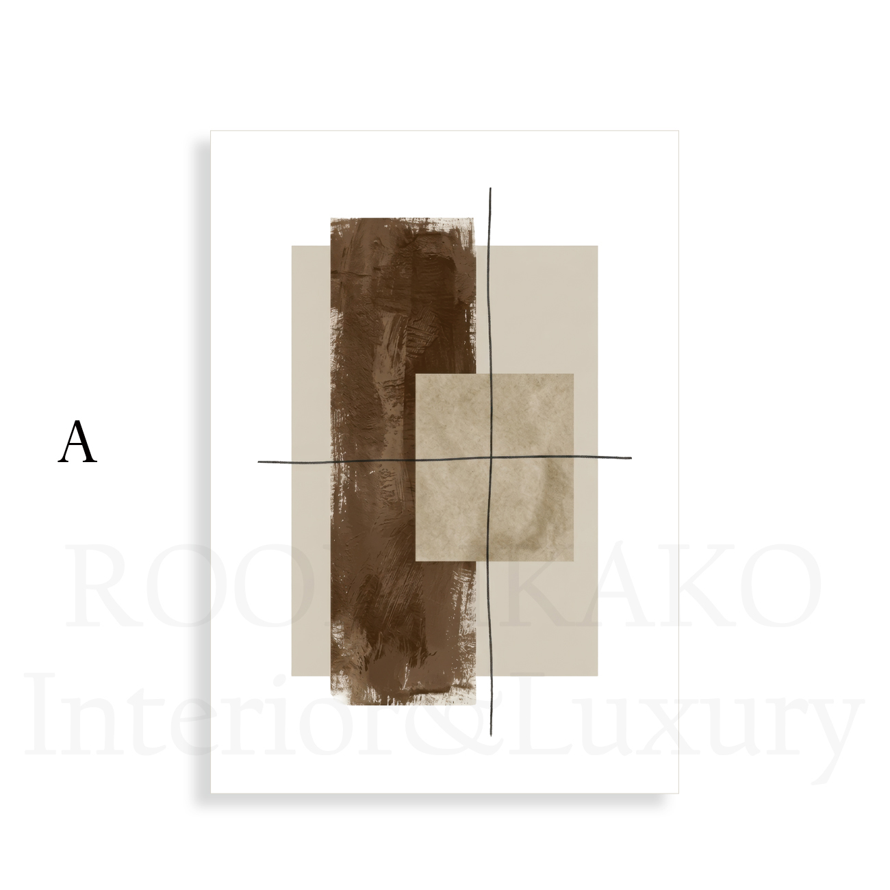 ［Brown Study］ブラウンのブロック抽象キャンバスアート[f888]の画像