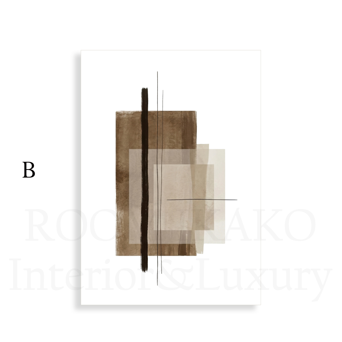 ［Brown Study］ブラウンのブロック抽象キャンバスアート[f888]の画像