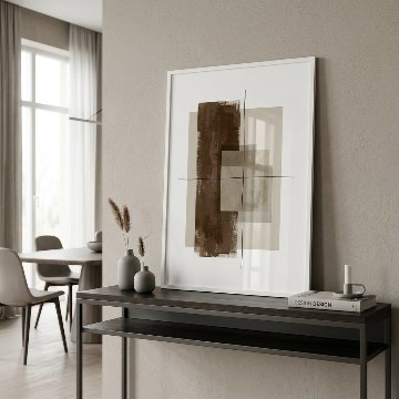 ［Brown Study］ブラウンのブロック抽象キャンバスアート[f888]の画像