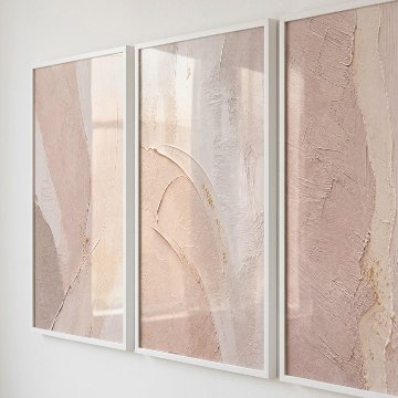 ［BLUSH TRACE］ピンクベージュのインク抽象キャンバスアート[f894]の画像