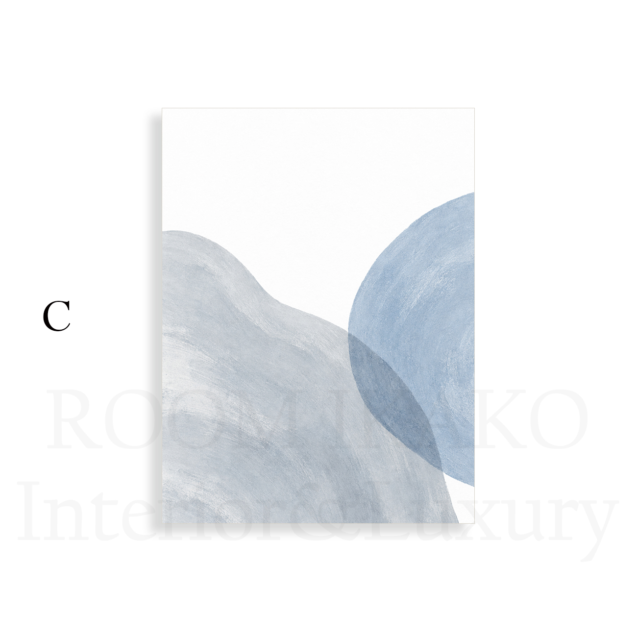 ［BLUE FORMS］ブルーとグレーの抽象キャンバスアート[f895]の画像