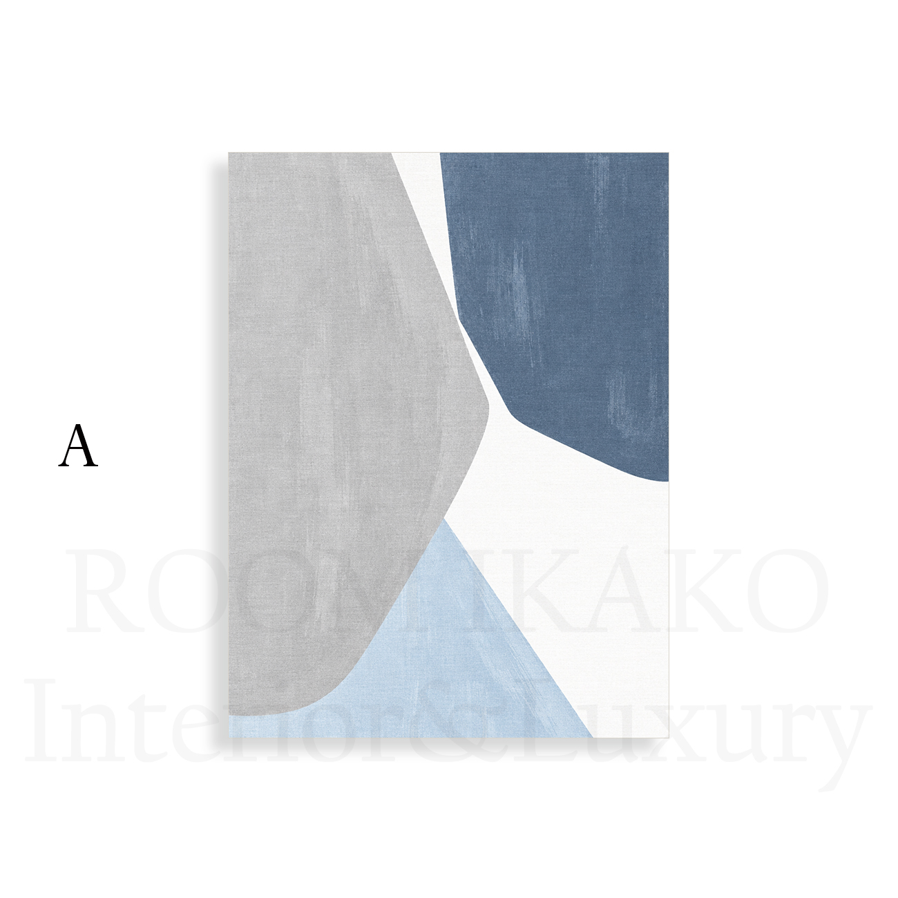 ［BLUE FORMS］ブルーとグレーの抽象キャンバスアート[f895]の画像