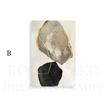 【国内配送・送料無料】抽象画×グレーブラックゴールド×石ストーン×現代アート×近代×キャンバスアート×アートポスター【1~3営業日で出荷】[f464]の画像