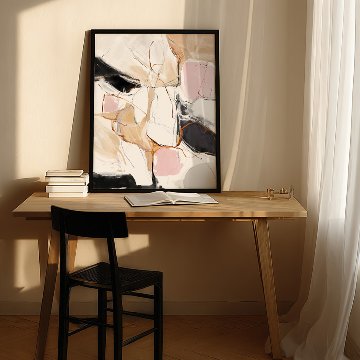 【国内配送・送料無料】淡色ピンク×ブラック抽象画アート×近代・現代アート調×ストーン×石×キャンバスアート×アートポスター【納期1〜3営業日】[f690]の画像