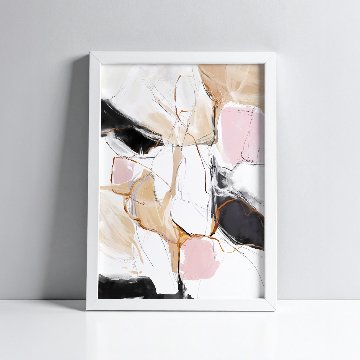 【国内配送・送料無料】淡色ピンク×ブラック抽象画アート×近代・現代アート調×ストーン×石×キャンバスアート×アートポスター【納期1〜3営業日】[f690]の画像