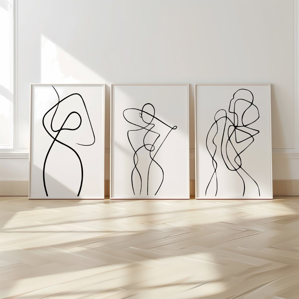 抽象的なラインアート ポスター アートフレームセット Amazon.co.jp: 抽象画 油絵 手書きラインアートパネル 線幾何学