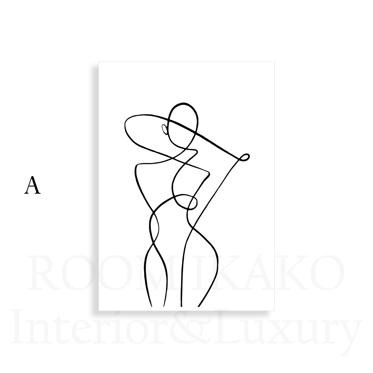 モノトーンの女性ワンライン抽象キャンバスアート[f446_s]の画像