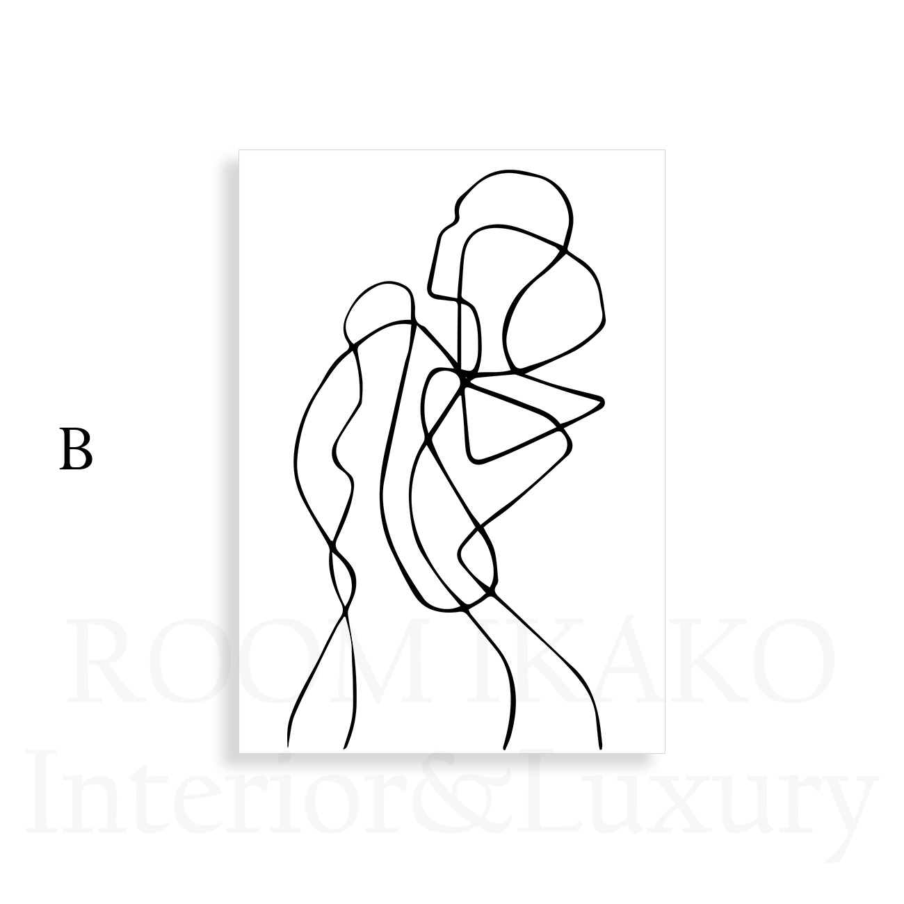 モノトーンの女性ワンライン抽象キャンバスアート[f446_s]の画像