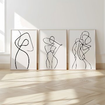 【国内配送・送料無料】ラインアート×モノトーン×抽象画×近代・現代アート×キャンバスアート×アートポスター【1~3営業日で出荷】[f446]の画像