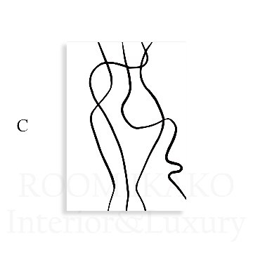 モノトーンの女性ワンライン抽象キャンバスアート[f446_s]の画像