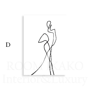 モノトーンの女性ワンライン抽象キャンバスアート[f446_s]の画像