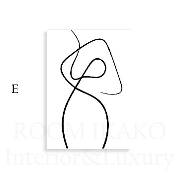 モノトーンの女性ワンライン抽象キャンバスアート[f446_s]の画像