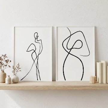 国内配送・送料無料】ラインアート×モノトーン×抽象画×近代・現代