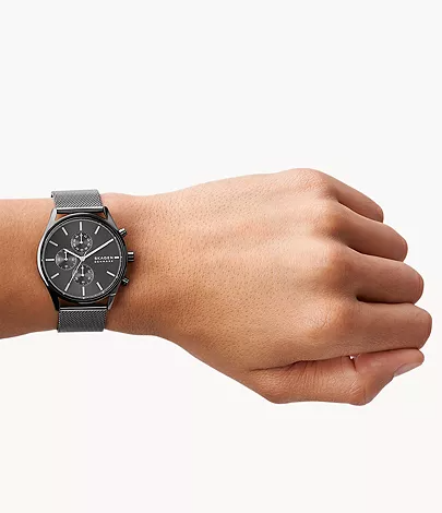  スカーゲン　SKW6608【国内正規品】腕時計HOLST クロノグラフ チャコール スチールメッシュウォッチの画像